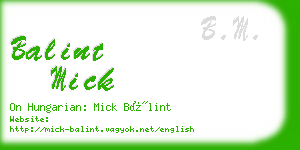 balint mick business card